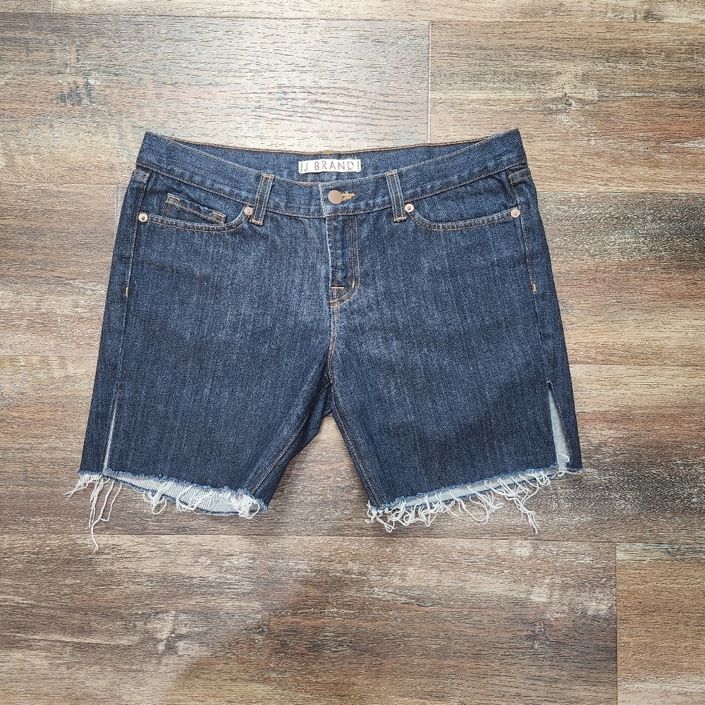 J.BRAND CUT OFF LOW RISE DARK WASH DENIM SHORTS WITH SLIT SIZE 29